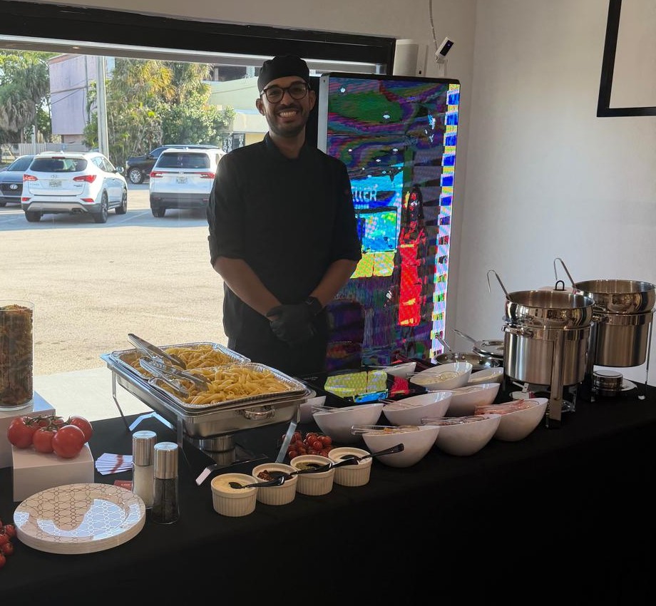 Pasta station ready for service